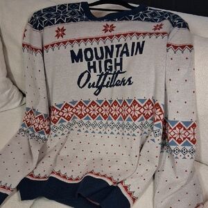 CALE Men's Sweater - Blue and Red Nordic Design Mountain HIGH Outfitters
